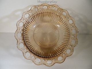 Vintage Old Colony Pink Depression Glass Bowl With Lace Edge Ribbed Minty