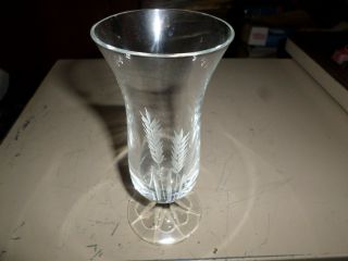 Pepi Herrmann Signed 83 Brillant Hand Cut Crystal Wheat Stem Glass Flower Vase