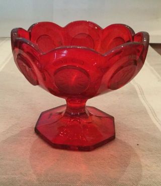 Fostoria Ruby Red Coin Compote Candy Dish Euc Vintage