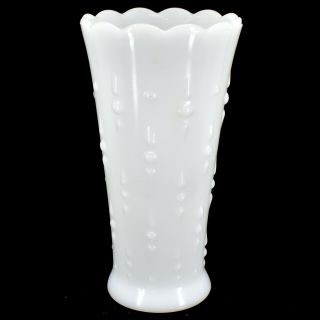 Vintage Teardrop & Pearl Pattern White Milk Glass Vase