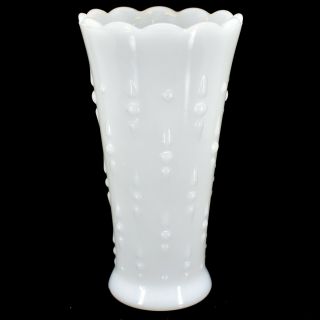 Vintage Teardrop & Pearl Pattern White Milk Glass Vase 2