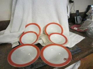 6 Vintage Pyrex Pink Flamingo Rim Cereal Bowls 4 6 1/4 Inch And 2 51/2 Inch