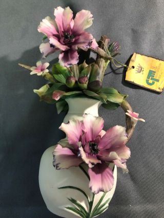 Capodimonte N Crown - Deep Purple Lavender Flowers Centerpiece Fine Porcelain
