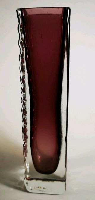 WHITEFRIARS AUBERGINE NAIL HEAD GLASS VASE 9683 DESIGNED BY GEOFFREY BAXTER 4