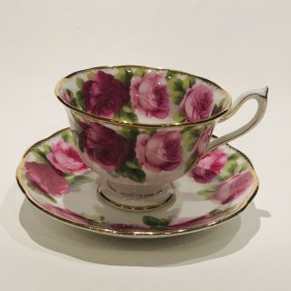 Vintage Royal Albert Bone China “old English Rose” Footed Tea Cup And Saucer