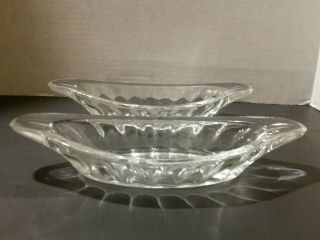 2vintage Mid Century Pickle Banana Split Sundae Dish Boats Thick Clear Ribbed