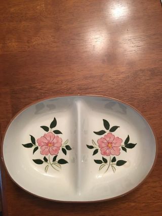Vintage Stangl Brand Pottery Divided Serving Dish Relish Tray Wild Rose Pattern