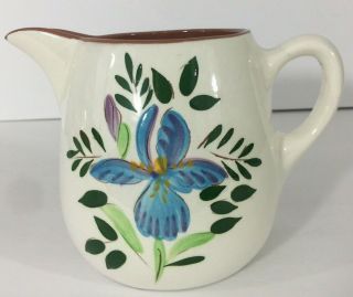 Stangl Pottery Country Garden Pitcher Blue Iris Hand Painted 16oz Vintage
