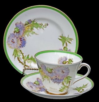 Trio - Set Of 3 Royal Doulton Glamis Thistle Cup Saucer Plate P.  Curnock H4601