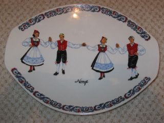 Figgjo Flint (norway) " Hardanger Dancers " Oval Serving Platter