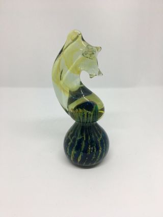 Mdina Glass Seahorse Paperweight Signed 16 Cm