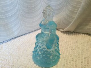 Fenton Blue Opalescent Hobnail Moonstone Cruet Perfume Oil Bottle Art Glass 2