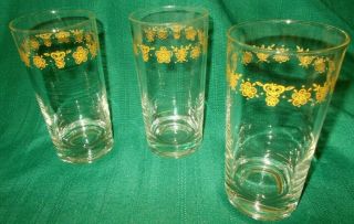 Set Of 3 Corelle Butterfly Gold 15 - 1/2 " Tall Glass Tumblers