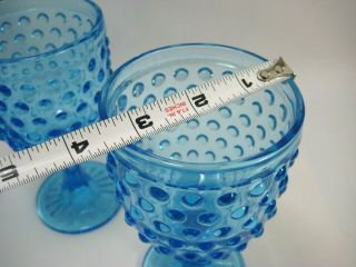 Hobnail Blue Glass Water Wine Goblets Set Of 4 Glasses Dots Bowl Cut Star Base 3