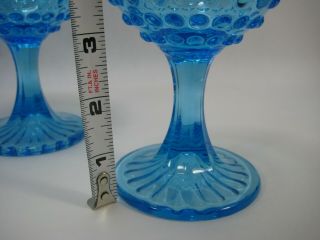 Hobnail Blue Glass Water Wine Goblets Set Of 4 Glasses Dots Bowl Cut Star Base 4