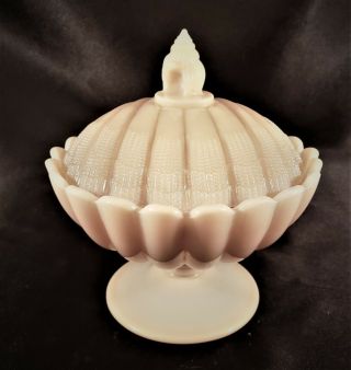 Cambridge Crown Tuscan Pink Opaque Covered Shell Candy Dish