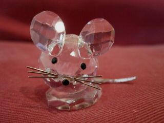 Retired Swarovski Crystal Small Mouse Leather Tail Version
