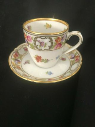 Vintage Schumann Germany Empress Dresden Flowers Demitasse Tea Cup & Saucer