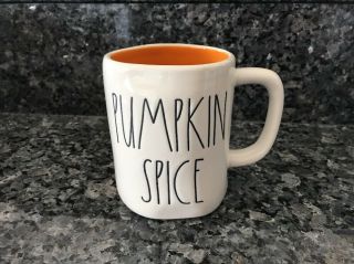 Rae Dunn Pumpkin Spice Double - Sided Ll Mug Orange Interior Fall 2019 Htf