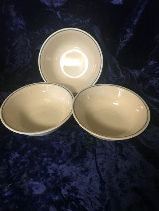 3 Corelle Dinnerware Cereal Bowls Country Violets Creame With Blue Edge