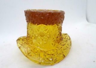Vintage Yellow Glass Daisy & Button Top Hat Vase Planter Decoration 59