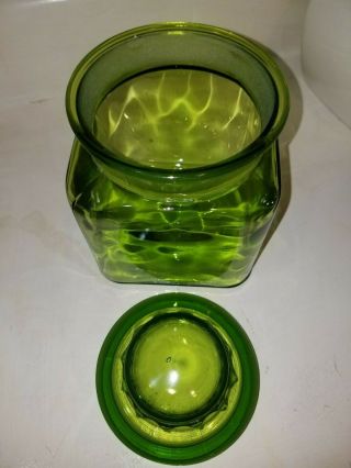 LE Smigh Square shape Green Glass Canisters 6.  5 