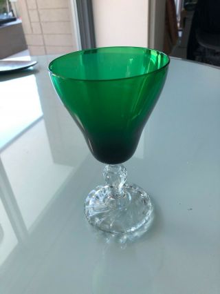 1 Vintage Fostoria Colonial Dame Emerald Green Water Goblet 6 - 3/8