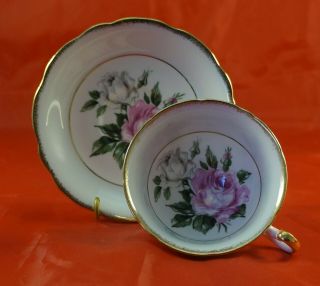 Foley Fine Bone China Cup And Saucer Large Rose On Gray