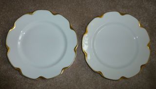 Two Haviland Limoges France Silver Anniversary Dinner Plates White/gold