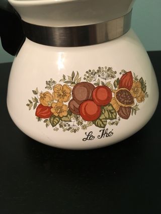 Vtg 1970s Corning Ware Spice O Life Teapot Coffee Pot 6 - CUP StoveTop Without Lid 2