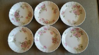 Set Of 6 Vintage Wm Guerin Limoges France Porcelain Floral Desert/small Plate 5 "