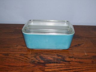 Vintage Pyrex 0502 Refrigerator Dish W/ Lid Blue.  Look