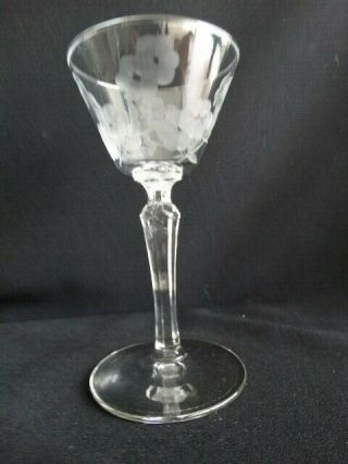 Mid Century Modern Libbey Clear Liquor Cocktail Embassy Gray Cut Glass Floral