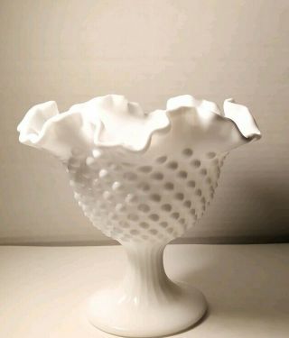 Hobnail Milk Glass Basket Candle Holder