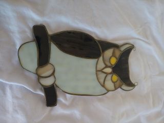 Vintage 1970s Stained Glass Great Horned Owl 4