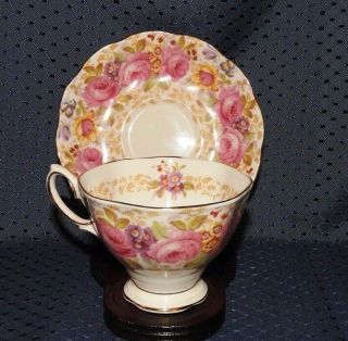 Tea Cup And Saucer Royal Albert " Serena " Bone China England Vintage