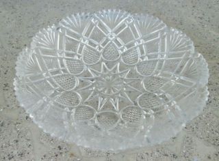 Crystal Clear Glass Shallow Bowl Dessert Fruit / Berry Scalloped,  Fan Edge