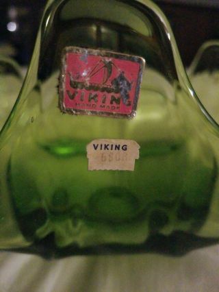 VINTAGE VIKING GLASS GREEN CANDY DISH 4