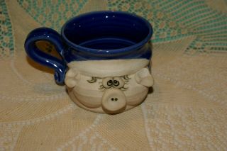 Pottery Hand Thrown Stoneware Pig Face Coffee/beer Mug Stein