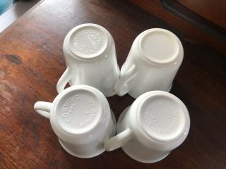 4 Corelle Winter Frost White Coffee Mugs Cups D Handle 3 1/2 