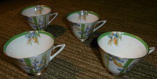 Vintage Royal Doulton England Bone China Iris Pattern Coffee Tea Cups Set Of 5