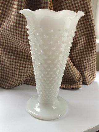 Vintage Anchor Hocking Hobnail Milk Glass Flower Vase