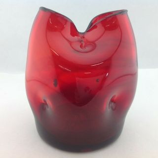 Pilgrim Glass 5 Inch Tall Cranberry Glass Vase - Heavy
