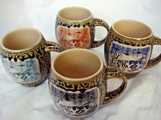 Always Azul Pottery Set Of Four Coffee/tea Mugs