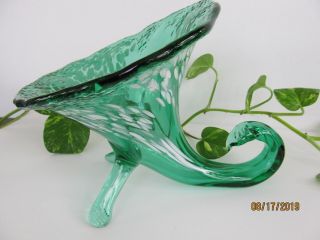 Hand painted Green Glass Cornucopia Horn of Plenty,  Unmarked 2