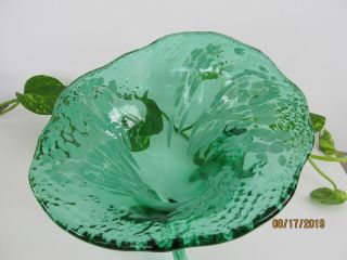 Hand painted Green Glass Cornucopia Horn of Plenty,  Unmarked 3