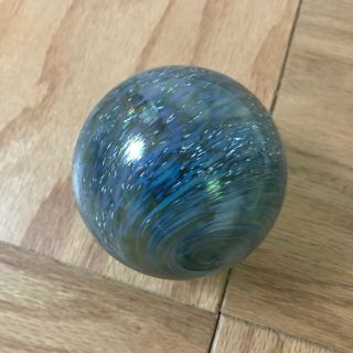 Art Glass Blown Sphere Ball Garden Ornament Starry Night Blue Textured