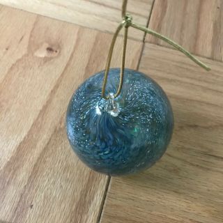 Art Glass Blown Sphere Ball Garden Ornament Starry Night Blue Textured 3