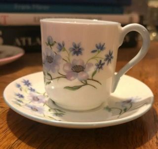 Vintage Shelley Fine Bone China Miniature “blue Rock” Cup And Saucer
