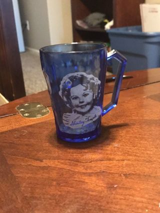 Vintage 1930s Hazel - Atlas Shirley Temple Cobalt Blue Glass Cup Mug 3.  5” vgc e 4